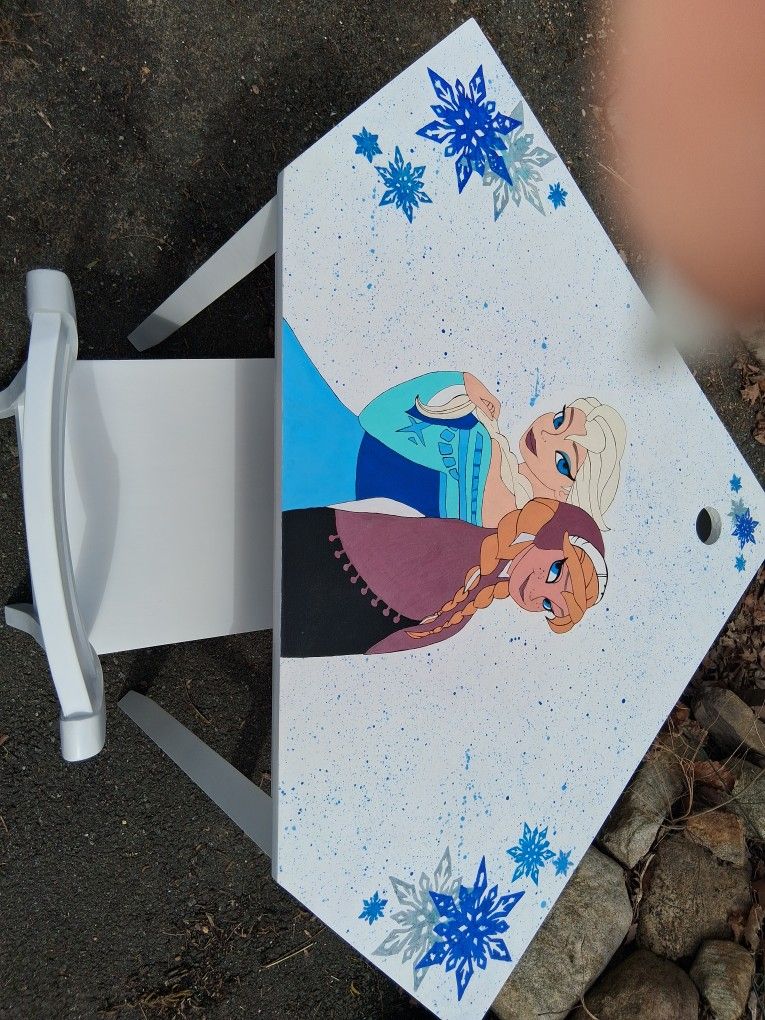 Girls Corner Desk Hand Painted ELSA AND ANNA