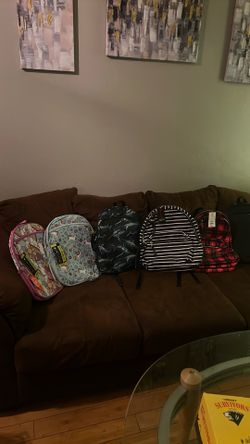 New kIdS back packs ,the pink and light blue are $4.00each ,the other ones are$10.00 each .