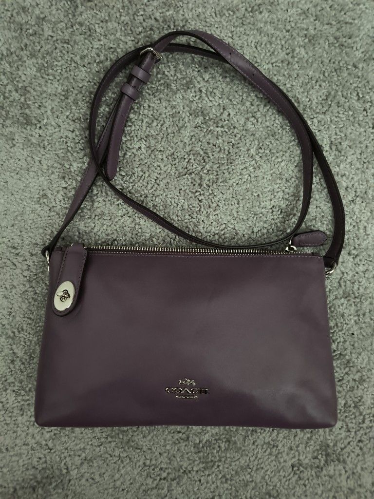 Coach Crossbody Bag In Eggplant Leather (Crosby F36552)