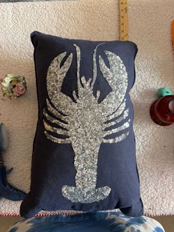 Sequin Lobster Decorative Pillow