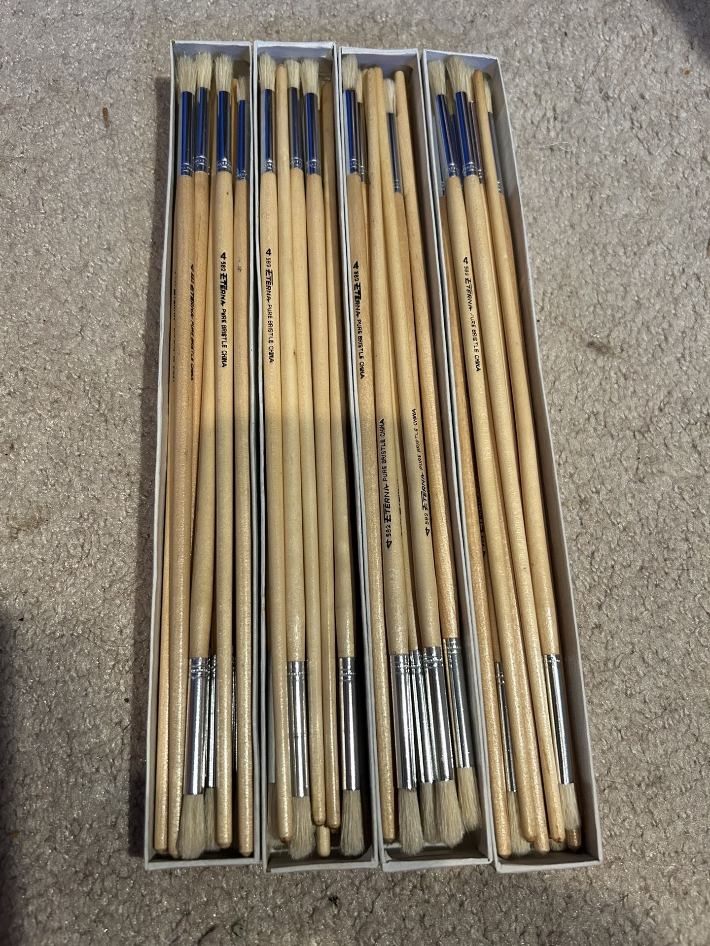 4 boxes of 12 brushes Fine Detail Oil Painting Brushes Long Handle Round Bristle for Acrylic and DIY Art Projects Soft Elastic Bristles for Face and B