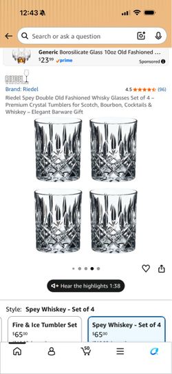 Riedel Spey Crystal Whisky Glasses Set of 4