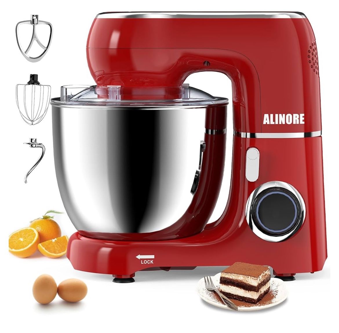 Alinore Stand Mixer, 6.5QT 660W 10-Speed Tilt-Head Electric Kitchen Stand Mixer