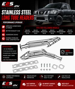 2004-2015 Nissan Titan Armada Pathfinder NV2500 NV3500 Infiniti QX56 5.6L V8 Long Tube Headers T304 Stainless Steel