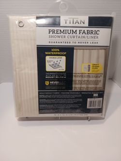 Titan Premium Fabric Shower Curtain/Liner – Waterproof – 70" x 72" – New