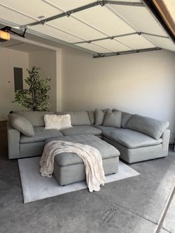 Gray Modular Cloud Couch With Ottoman