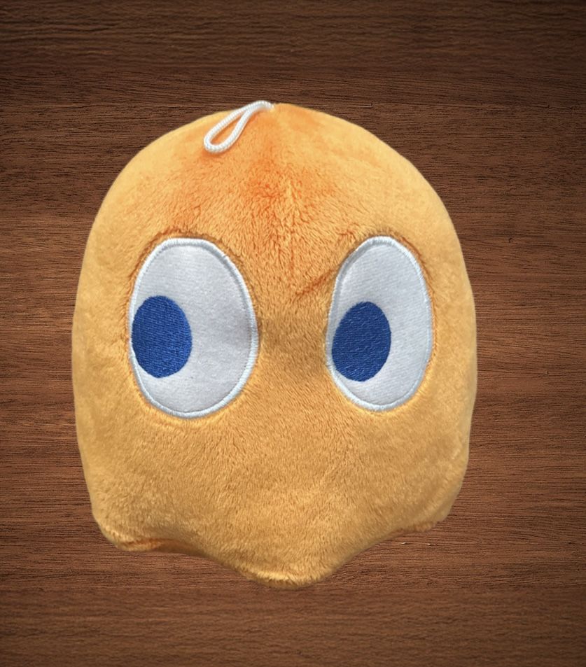 PAC Man Orange Ghost   stuffed animal. Plush toy 7”