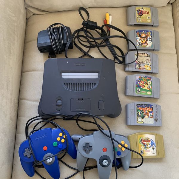nintendo 64 with 2 controllers