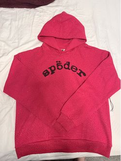 red rhinestone sp5der hoodie