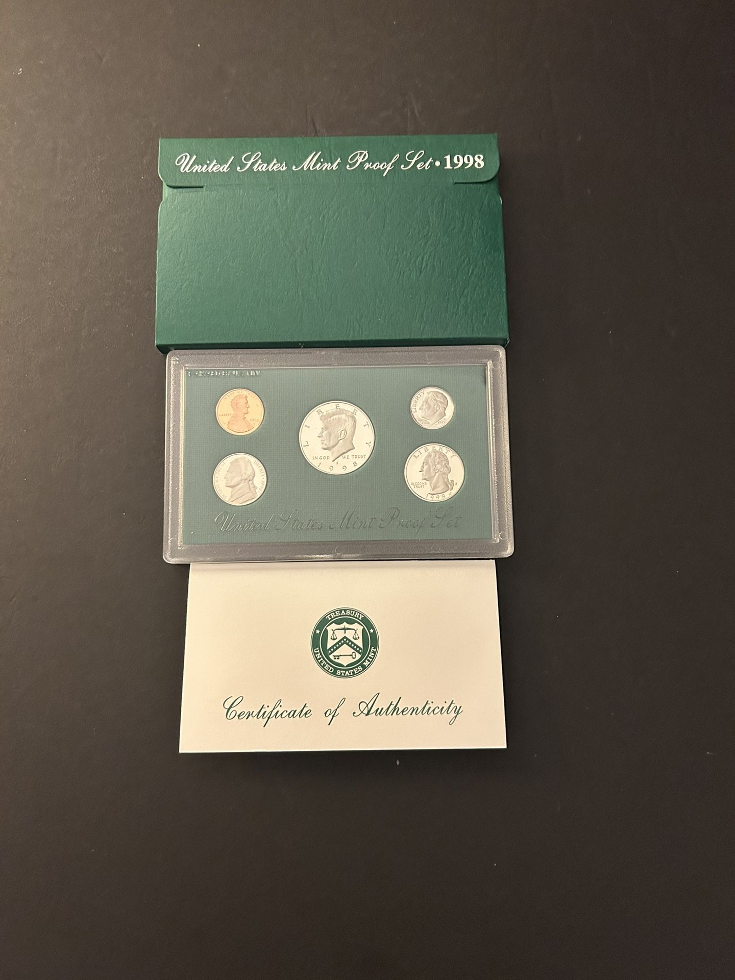 Coins – Brilliant Uncirculated 1998S (San Francisco) Proof Set in Original Mint Packaging - Total 5 Coins