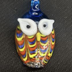 Hand blown Glass Necklace Pendant Owl -Style Art Piece