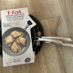 T-fal Ceramic Non-Stick Frypan 3 Piece Set Durable Brand New