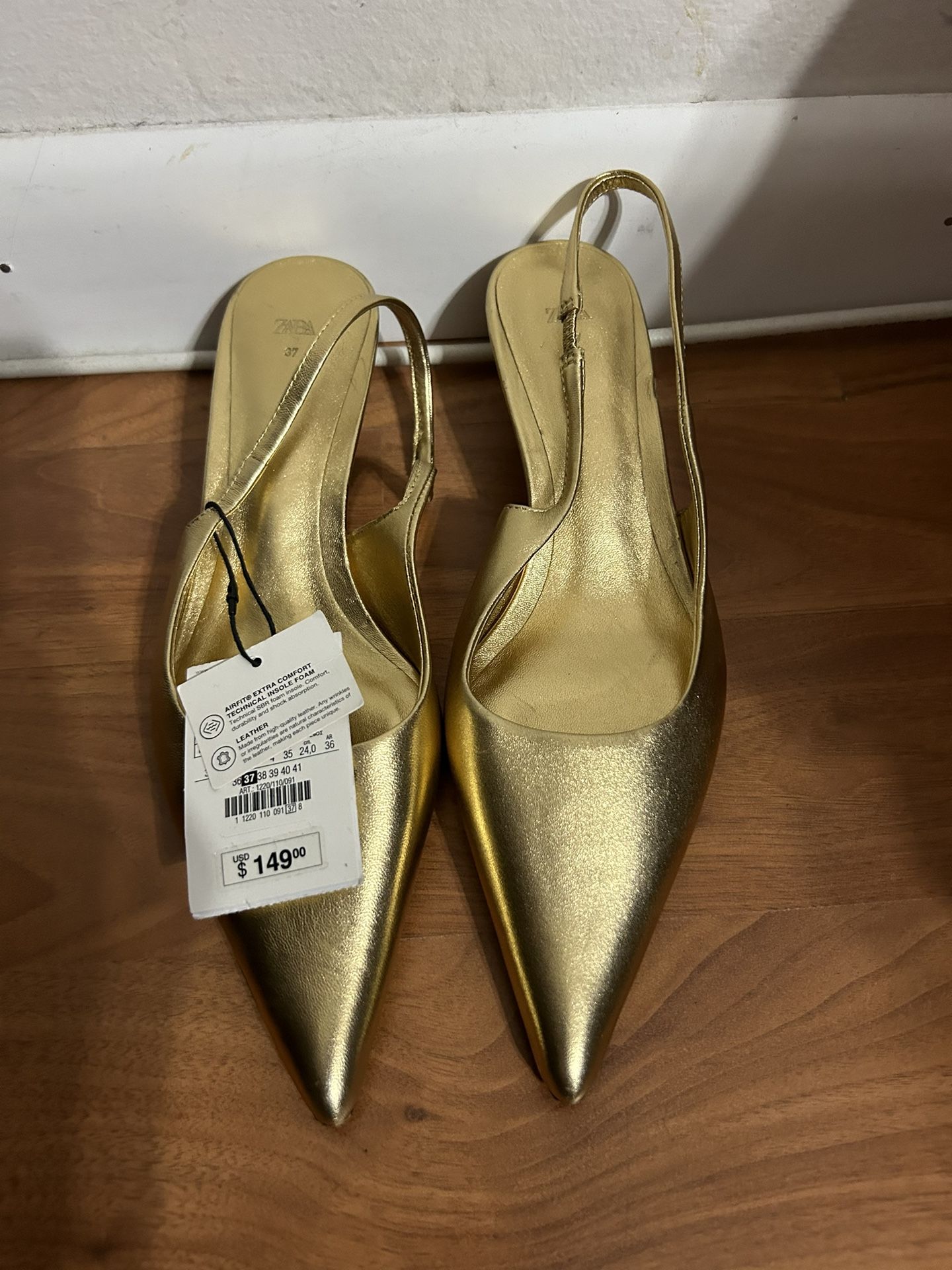 Zara Gold Sling Back Sandals