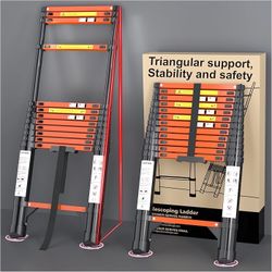 Telescoping Ladder Extension Telescopic Collapsible - 12.5 FT Rv Telescope Foldable Extendable Tall Compact Aluminum Ladders - for House Roof Travel T