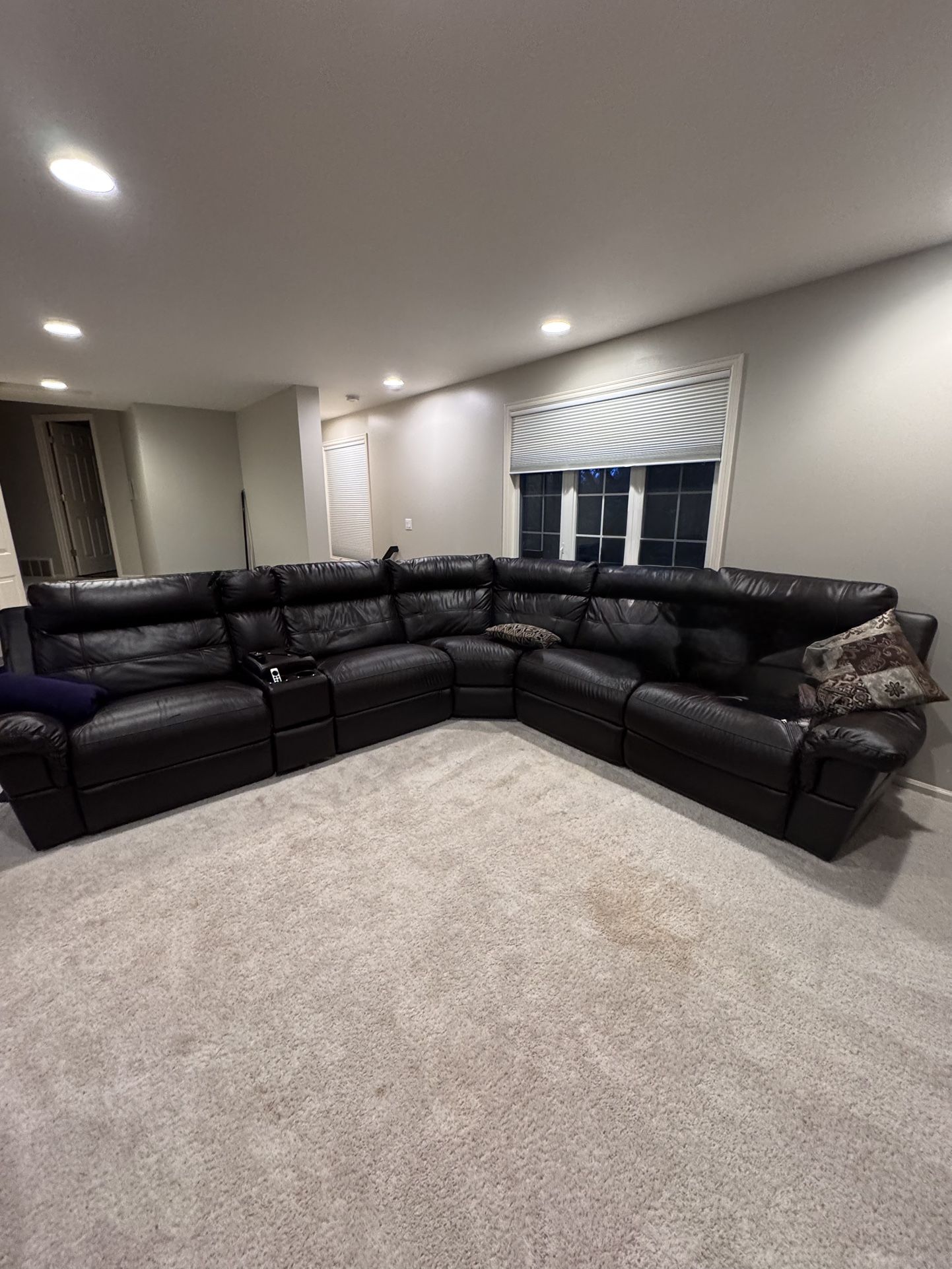 Power Reclining Modular Leather Sofa – Good Condition