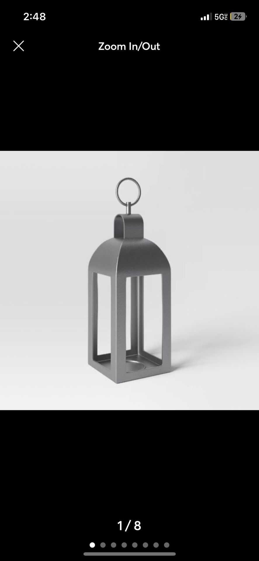 22” Aluminum Outdoor Lantern Candle Holder Dark Silver - Smith & Hawken