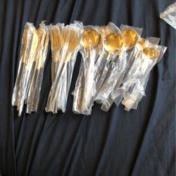 Golden Spoon. Fork & More. 24 Pieces 