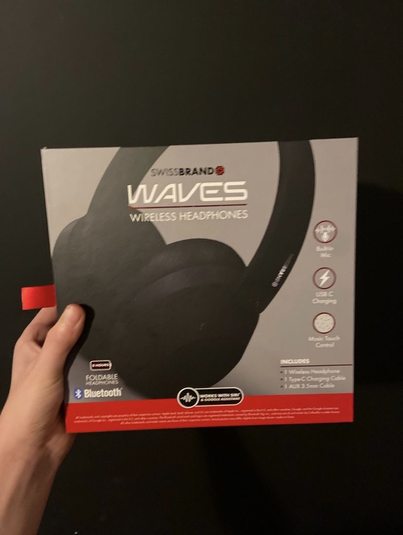 Black pair of Swissbrand waves wireless headphones