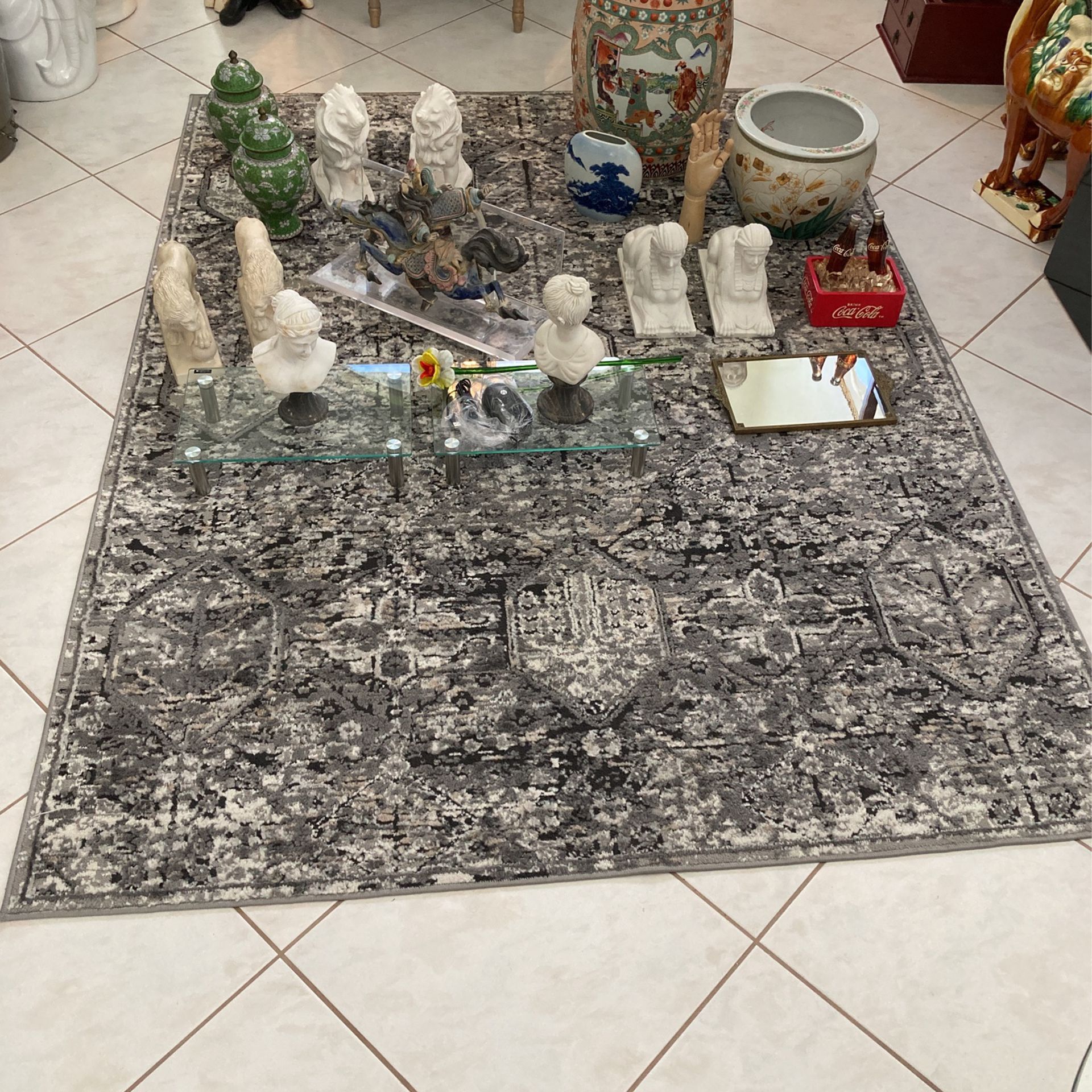 ETSIE 5’3”  X 7’ Carpet Rug Grey - Charcoal With A Tad Of Tan Beige.  Never Used $40 Firm.  Everything Else Priced Separately. 