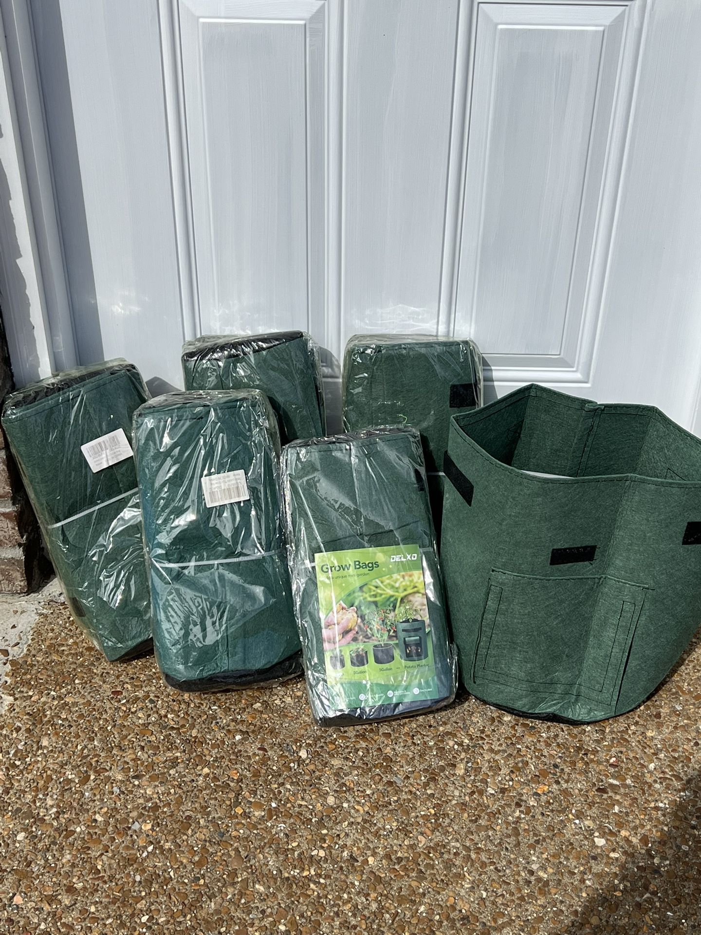 Delxo 5-5 Packs (25 Bags) 7 Gallon Grow Bags w/Flap, Double Layer Nonwoven Fabric Green NEW