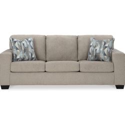 Signature Design by Ashley Deltona Contemporary Sofa with 2 Decorative Pillows, Beige, Like New, Onl
