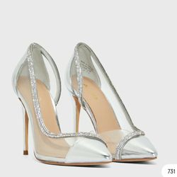 Aldo Ladies Fibeth Silver Rhinestones Sandals  