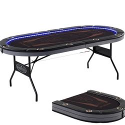 Barrington Billiards Company 10-Player Folding Poker Table with LED Lights