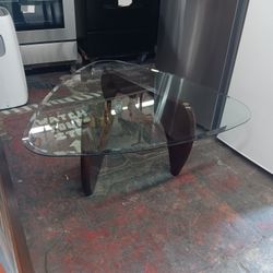 Mcm Noguchi-style Coffee Table Beveled Triangular Glass Top