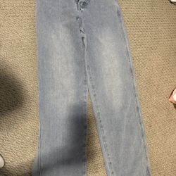 Light Blue Baggy Jeans With Heart Pockets, Size small