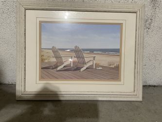 Beach Deck Chairs Wall Art – Framed Print