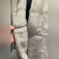 Vintage Puritan Designer Cream Off Collar Faux Fur Swing Coat Cream Jacket M