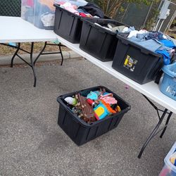 Bucket Sale Clothes And Toys Outside 25 Cents