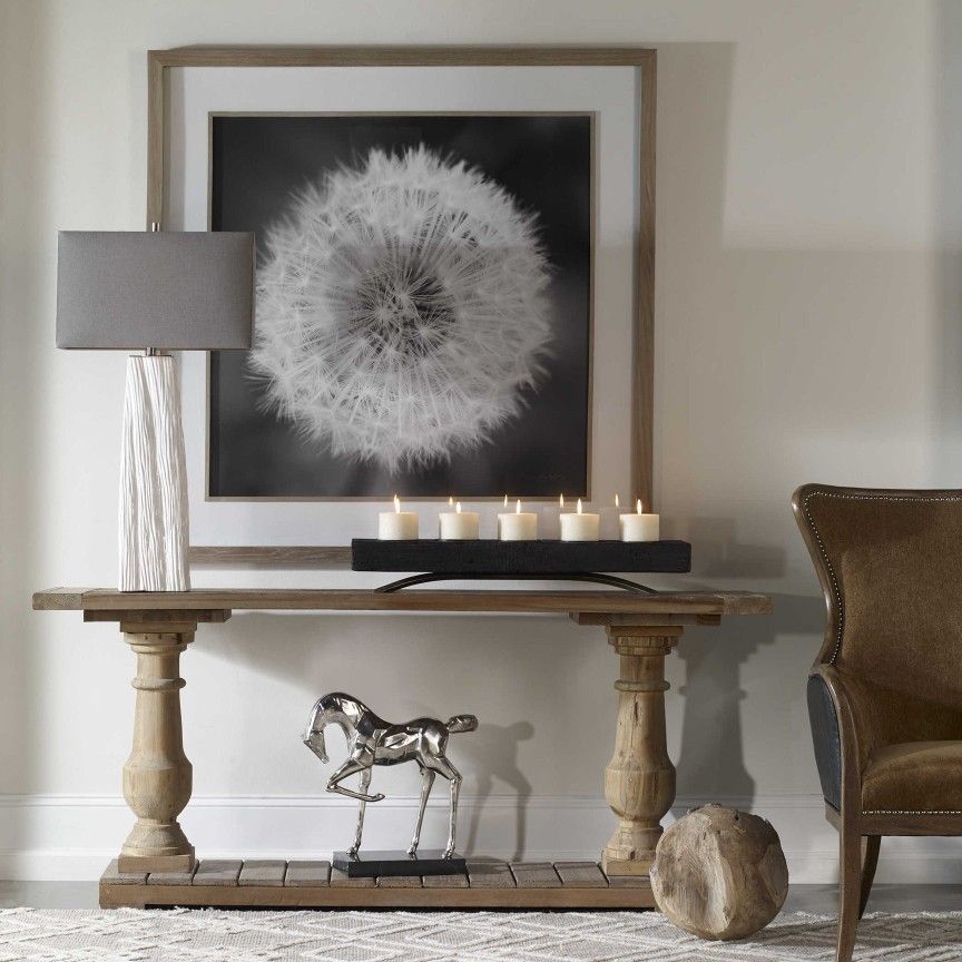 Signed Uttermost Dandelion Seedhead Black & White Wall Art 54" × 54”
