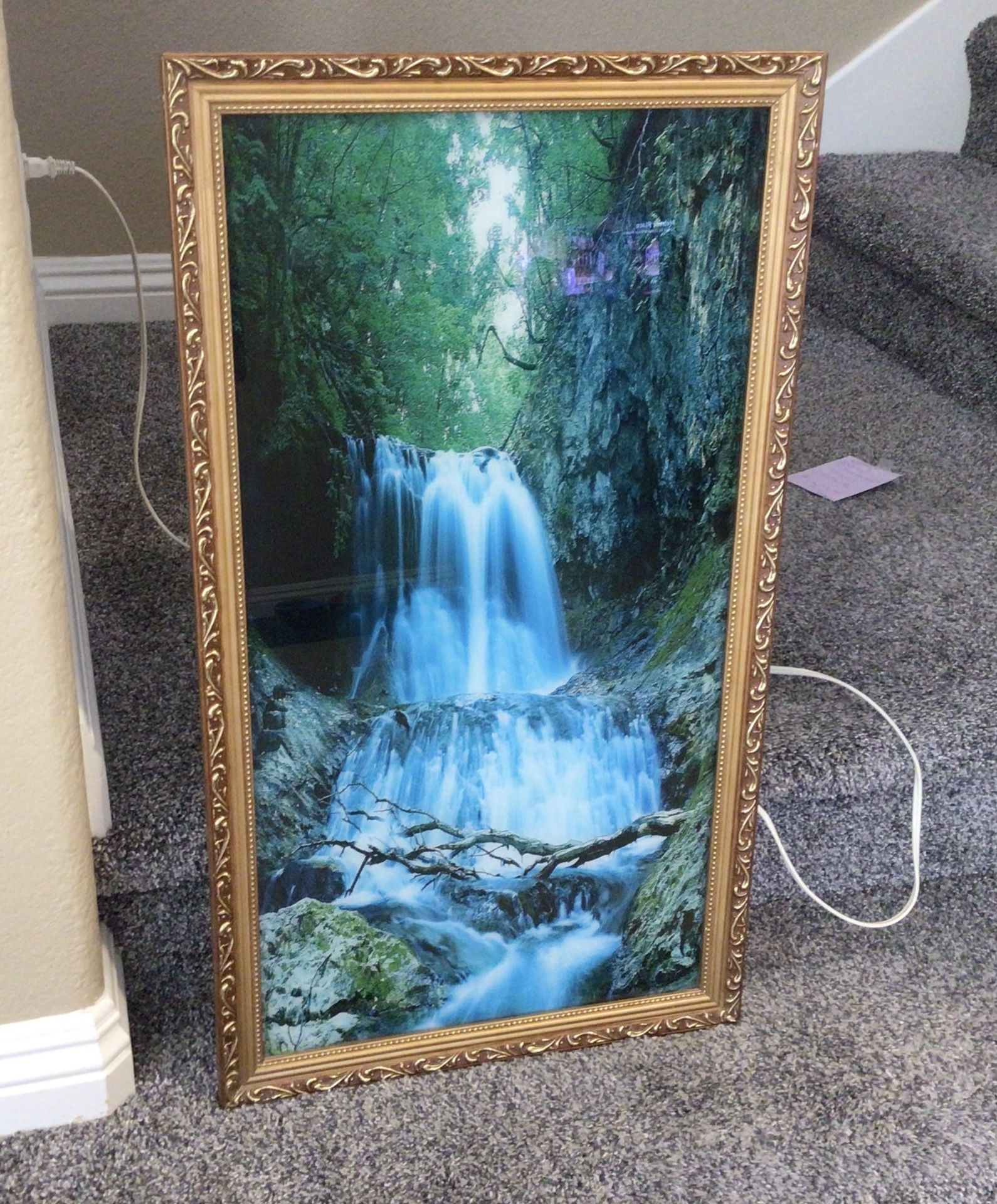 Vintage Motion Light Up Waterfall Picture With Sound