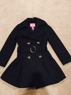 Girls black wool winter jacket coat size 10/12