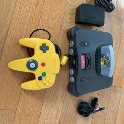 Nintendo 64 N64 Console With Mario 64 And Oem Yellow Controller