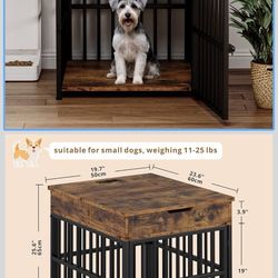 IRONCK Dog Crate Furniture for Small Dogs, Wooden Dog Kennel with Flip Top Drawer, Indoor Pet Crate