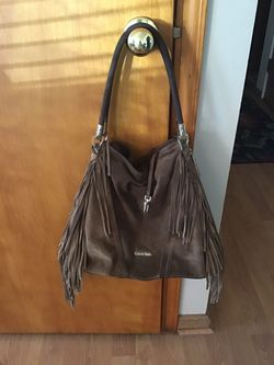 Calvin Klein fringed leather purse