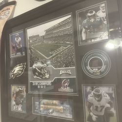 Eagles/Phillies Game Used Memorabilia Collages Numbered