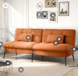 COMHOMA Cloud Comfort Convertible Futon Sofa Bed, Brown