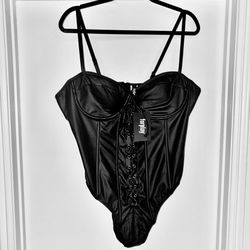 Forplay Faux Leather Bodysuit- Black Size 2X/3X