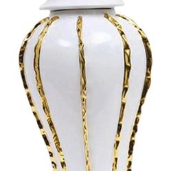 Porcelain Ginger Jar with Lid, Ceramic Flower Vase for Storage Tank, Desk, Living Room, M