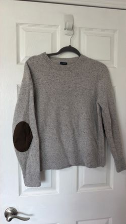 J.Crew Gray Crewneck Sweater with Elbow Patches