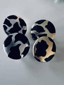 Retro Clip On Earrings - Black And Gold / Black And Silver