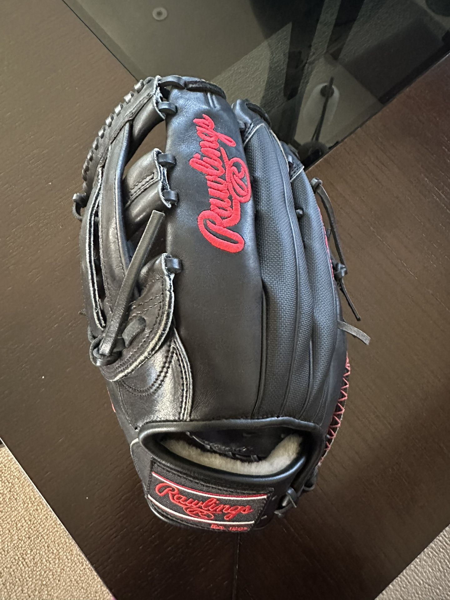 Rawlings Black Lefty Outfield Baseball Glove 12 3/4 Inch