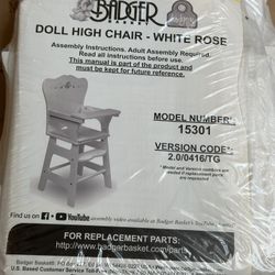 New Badger White Rose Doll High Chair & Canopy Bed