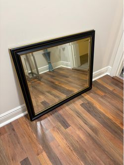 Black with Gold Trim Wall Mirror 29x35