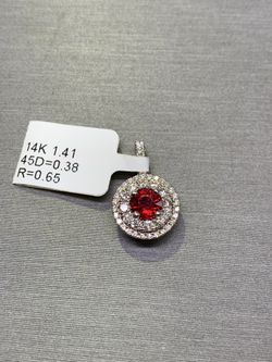 14k White Gold Ruby Pendant 