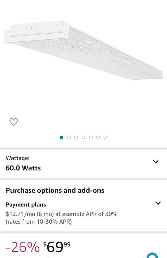 4FT LED Wraparound Light 60W LED Office Lights, 7200lm, 4000K Neutral White, 4 Foot Flush Mount LED 

