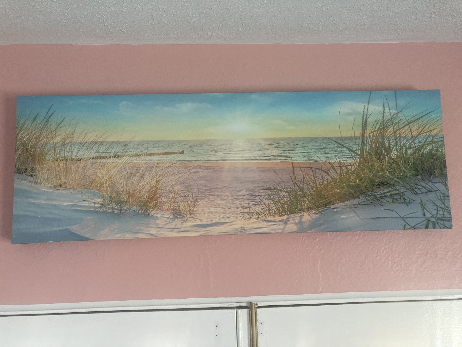 Pink And Blue Beach Sunset Painting